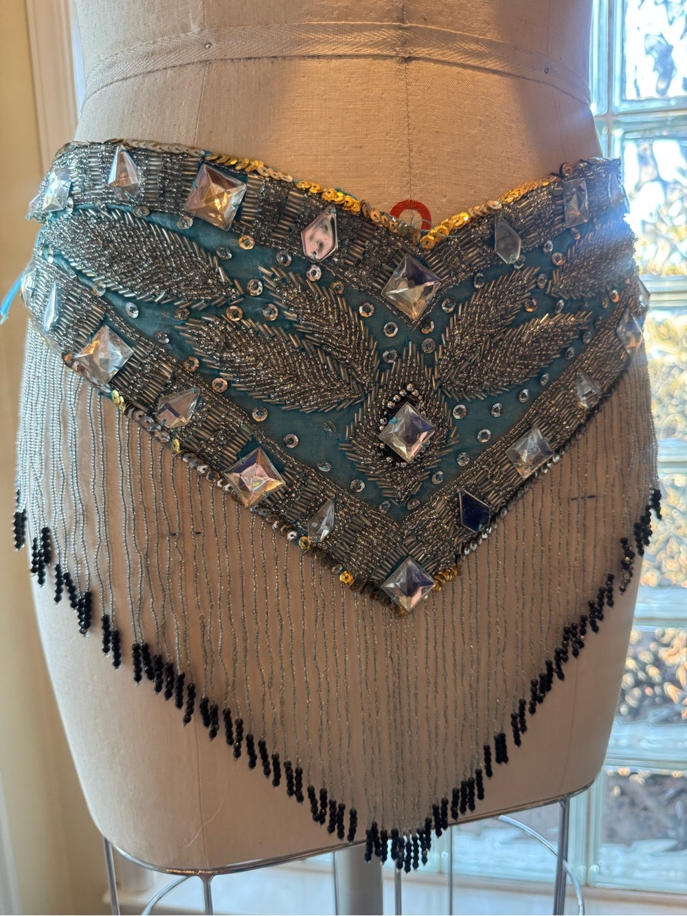 Beaded Belly Dancer Skirt with Coin Head Piece